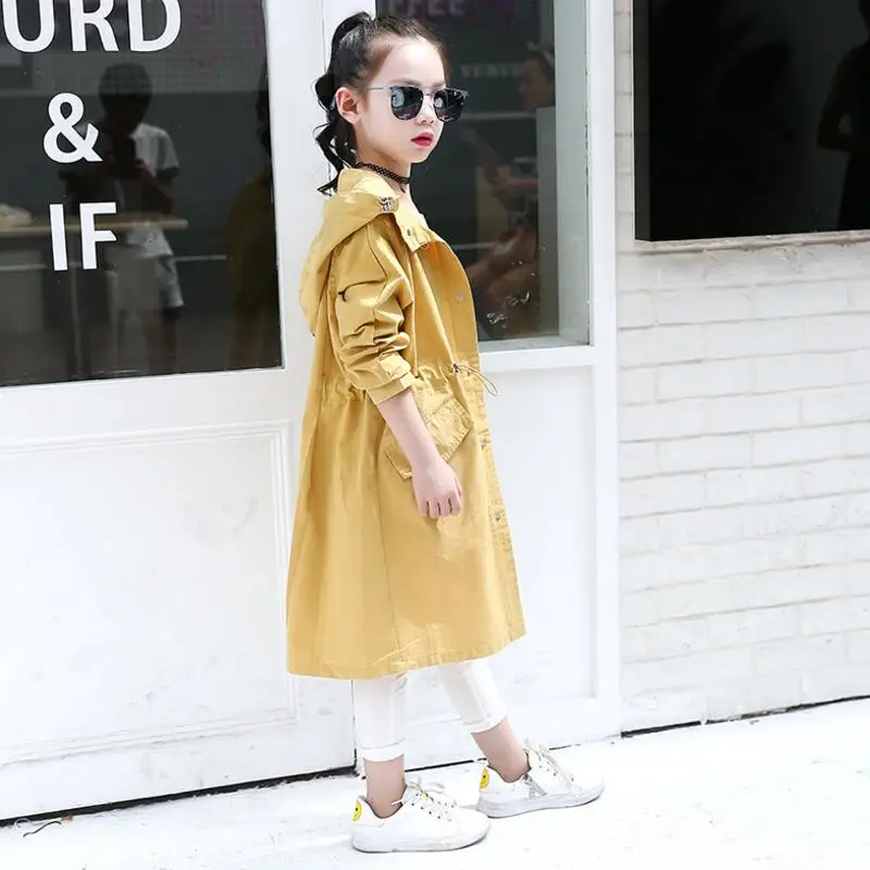 Модная Повседневная Осенняя детская одежда модель 2017 года Тренч для девочек
