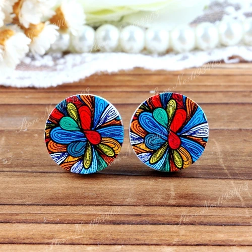 16mm Flower Round High Quality Photo Wood Laser Cut Cabochon to make Rings Earrings Bobby pin Necklaces Bracelets | Украшения и