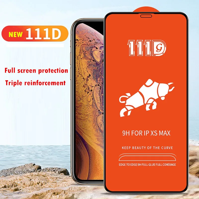 

100pcs DHL Tempered glass For iphone XS Max XR X Protective Glass 111D Full Cover Screen Protector for iPhone 6 7 8 6S Plus