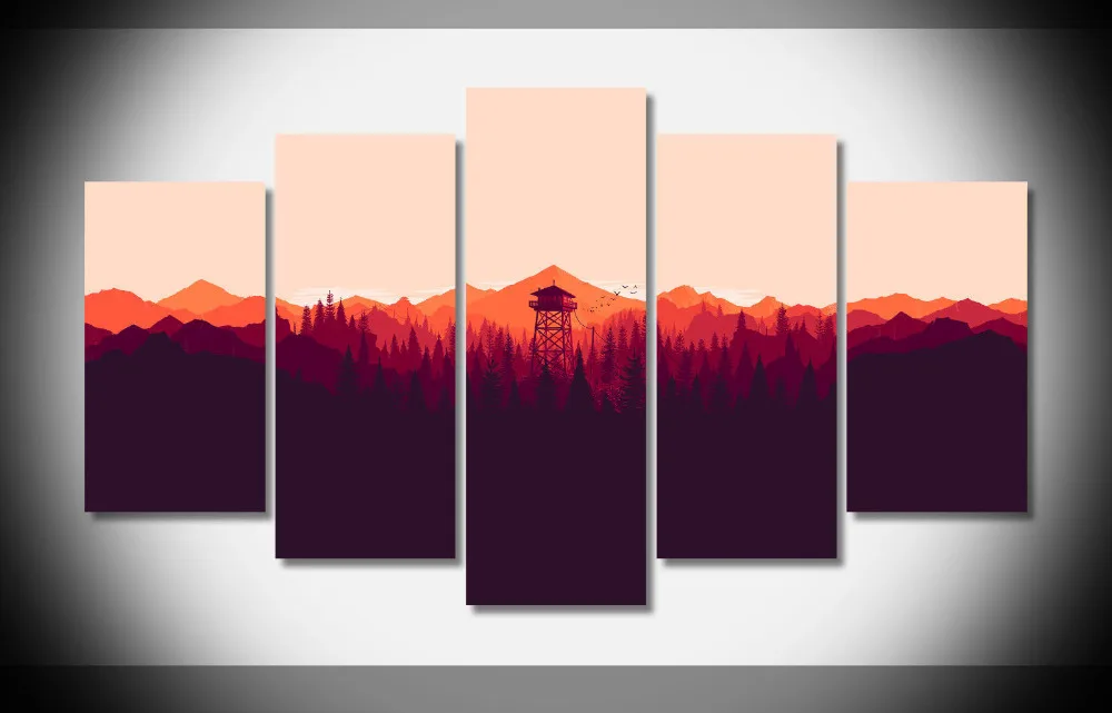 Художественная оригинальность Firewatch игра Приключения минимализм закат печать
