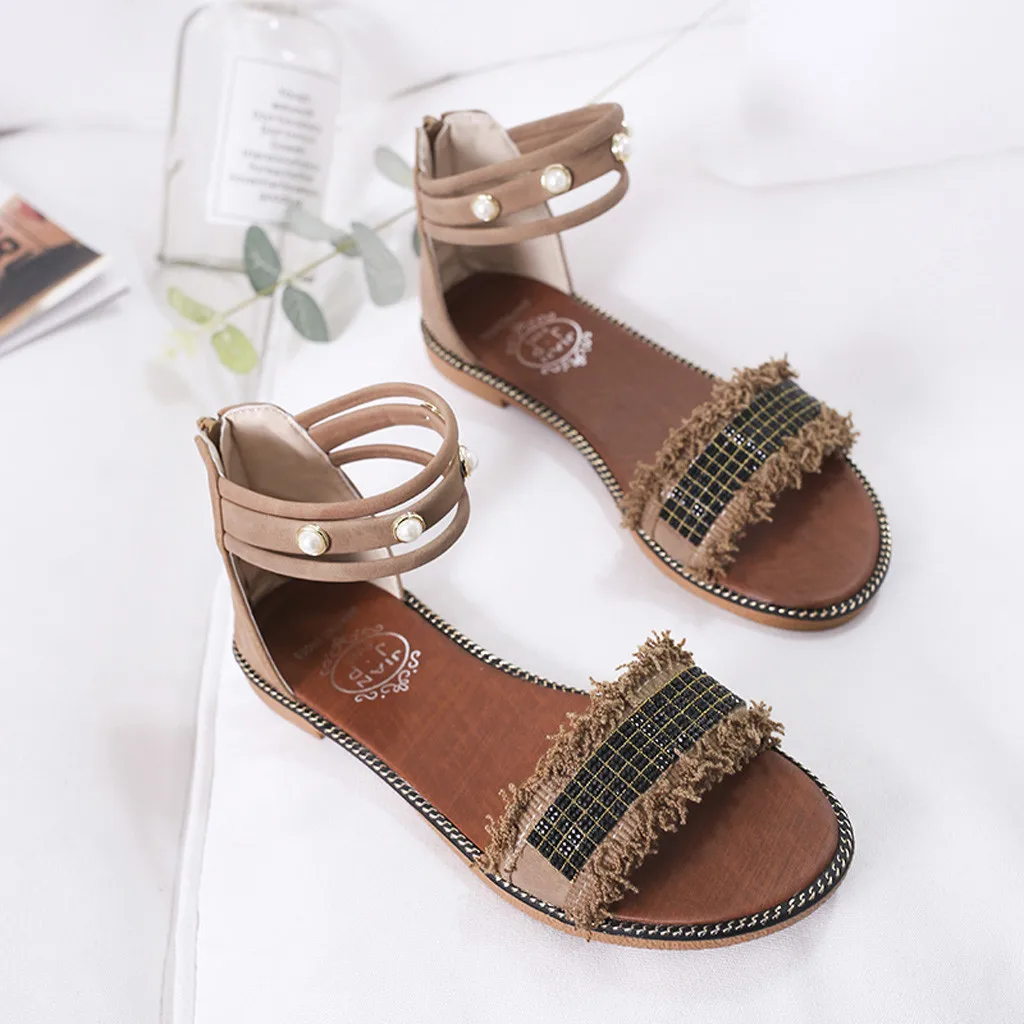 SAGACE/женские летние сандалии в римском стиле Женская обувь с бусинами Винтажная