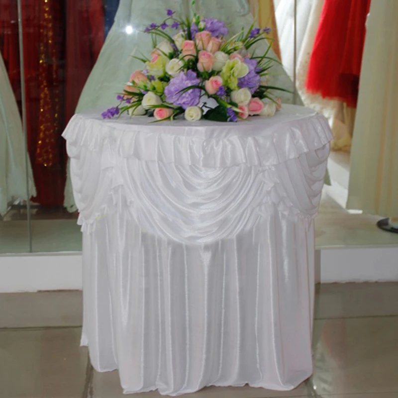 Круглая настольная юбка свадебная декоративная цвета шампанского с двойными