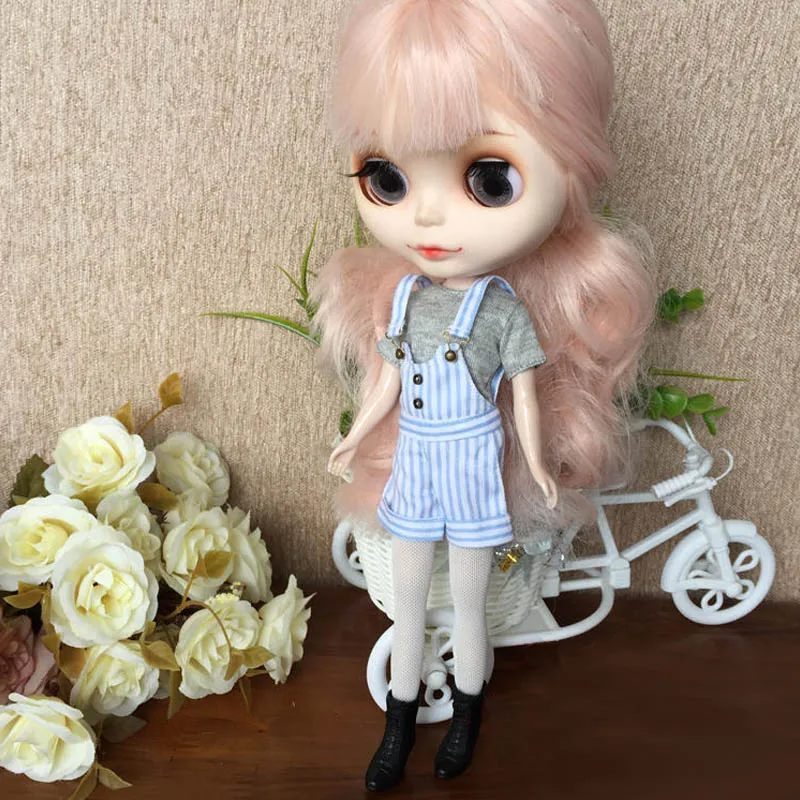 Модная Одежда для куклы блайз на подтяжках брюки или футболка для Blyth 1:6 джинсы Повседневная одежда для Licca 1/6 аксессуары для кукол