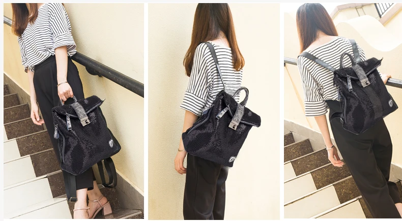 

Shining Women Backpack New Female Fashion Mom Backpack Travel School Luxury Designer Women Bag