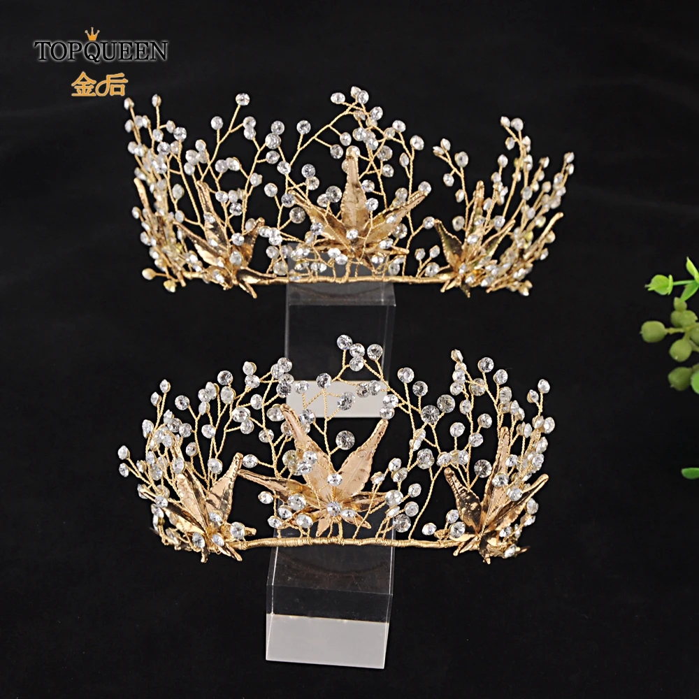 TOPQUEEN HP216 головная повязка для невесты Золотая свадебная корона Стразы подружки