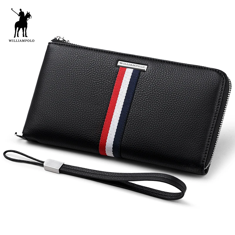 Длинный кошелек WILLIAMPOLO PL235 мужской Модный Роскошный тонкий клатч из натуральной
