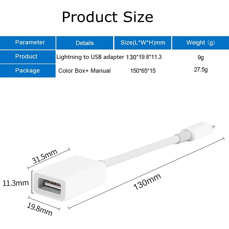 PAIAIP освещение к USB адаптеру камеры OTG кабель для iPhone/iPad, USB мама подключения звуковая карта, U диск, MIDI клавиатура, ЦАП и т. Д