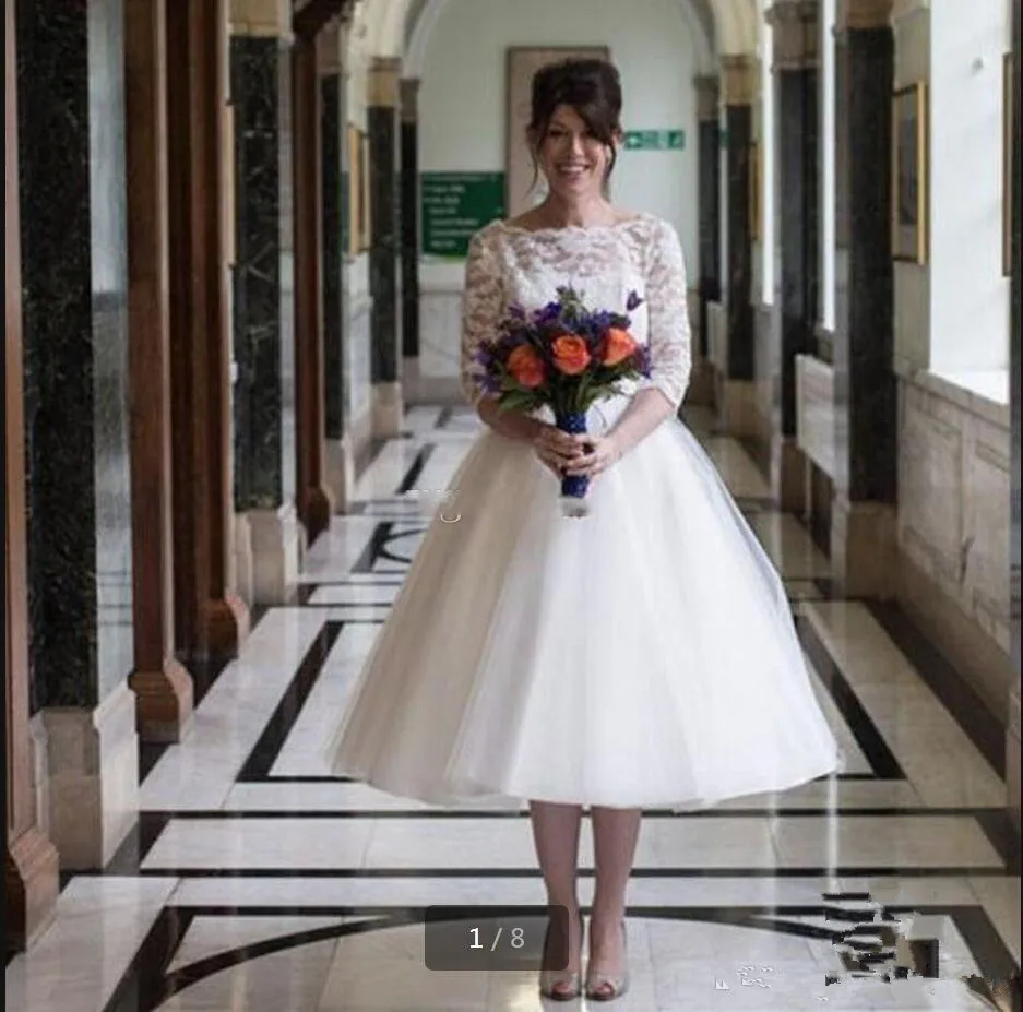 2020 женское простое ТРАПЕЦИЕВИДНОЕ Короткое свадебное платье с круглым вырезом и