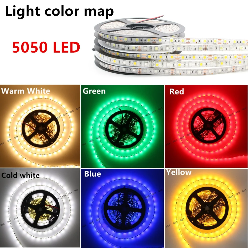 RGB Светодиодная лента водонепроницаемая 5 м 300 светодиодов 5050 3528 DC 12 В для