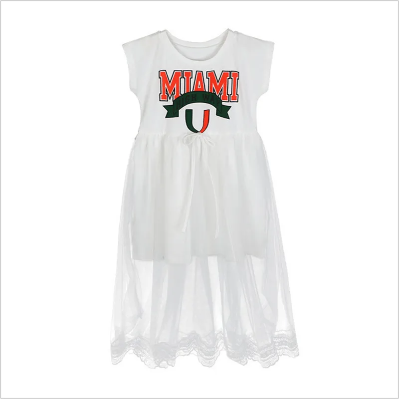 

2018 Girls Princess Dress Children's Clothing Mesh Long Dress For Girl Casual O-neck Short Sleeve Mid-calf Letter A-line Dress
