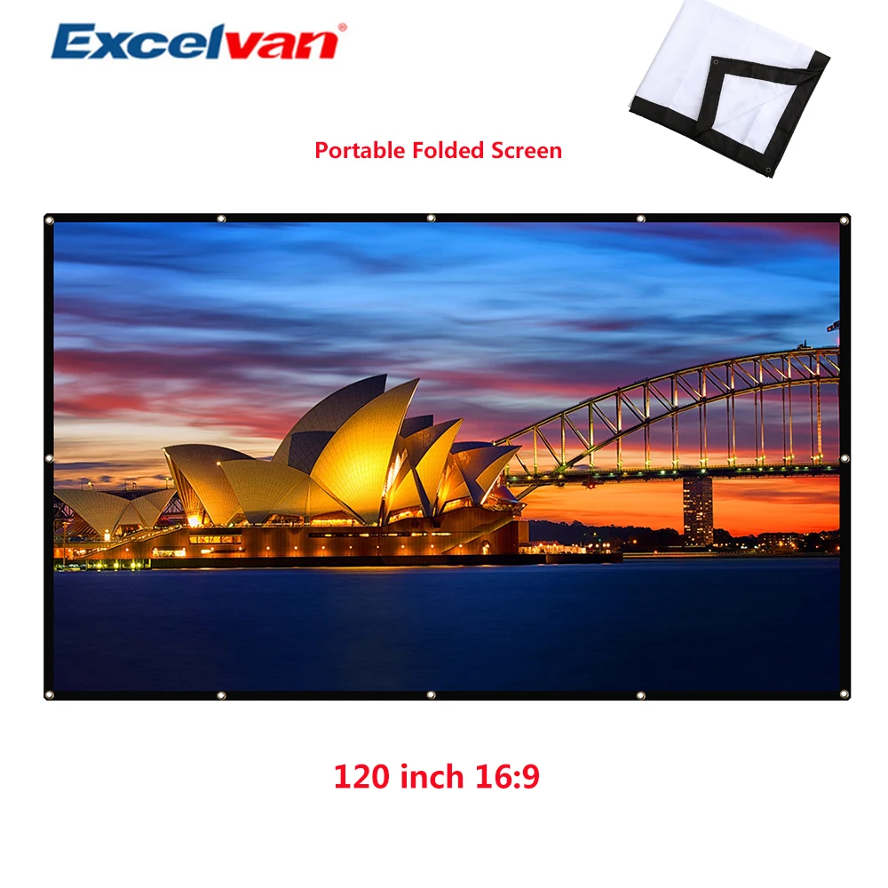 Excelvan 120 дюймов простой в сложенном виде проекционный экран оберточная ткань