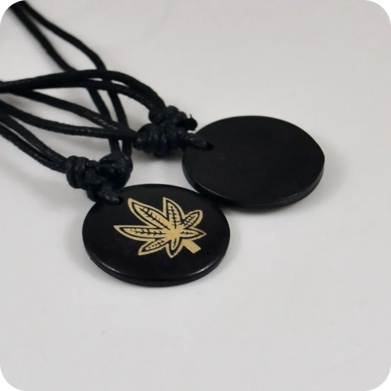 Leaf Jamaica weed Rasta Reggae Punk Hiphop yak bone Carving Pendant Necklace Amulet Lucky Gift Tribal Totem Fashion Jewelry