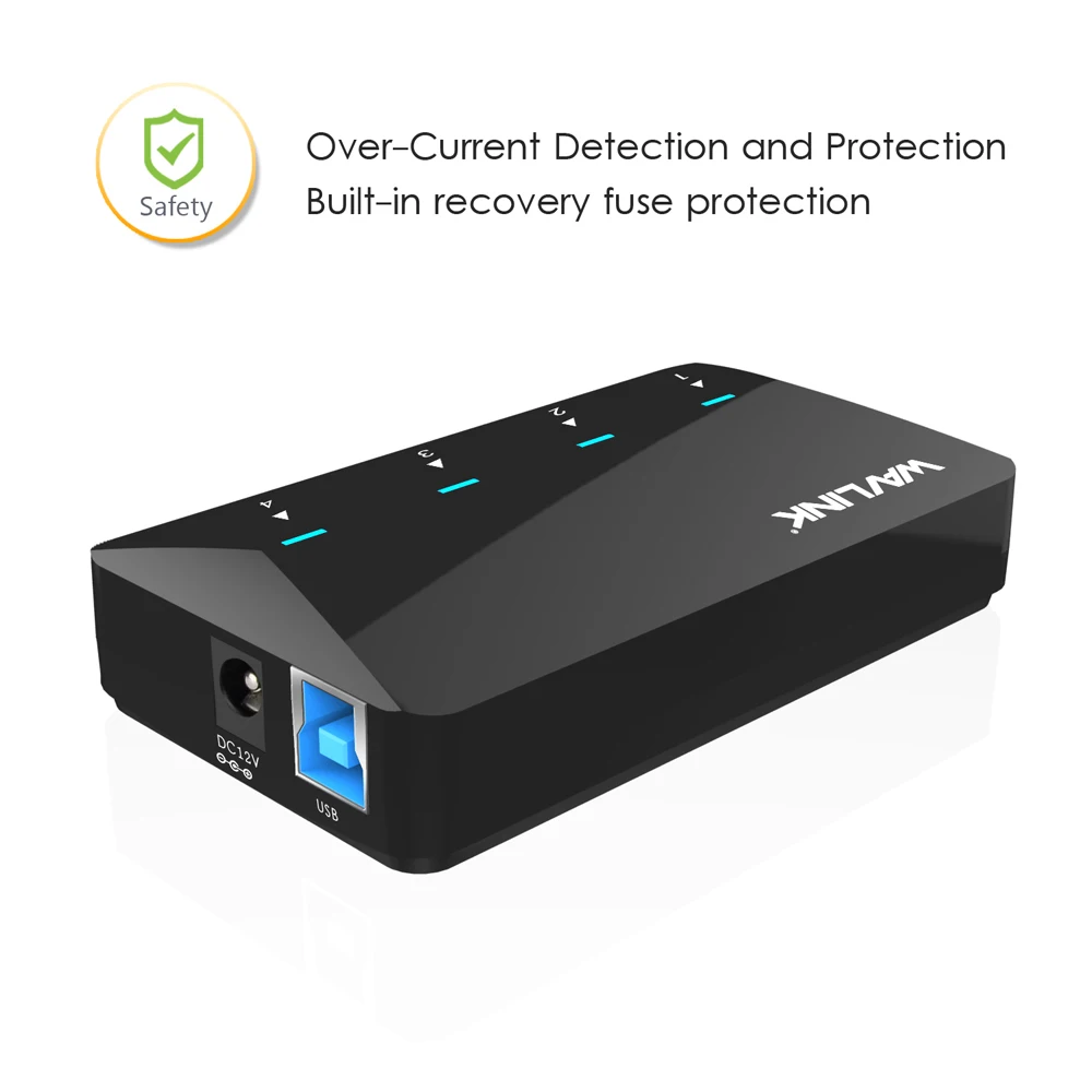 Usb хаб Wavlink с 4 портами ЕС/США адаптер питания 3 0 1 зарядным портом до 2 А usb Microsoft Windows