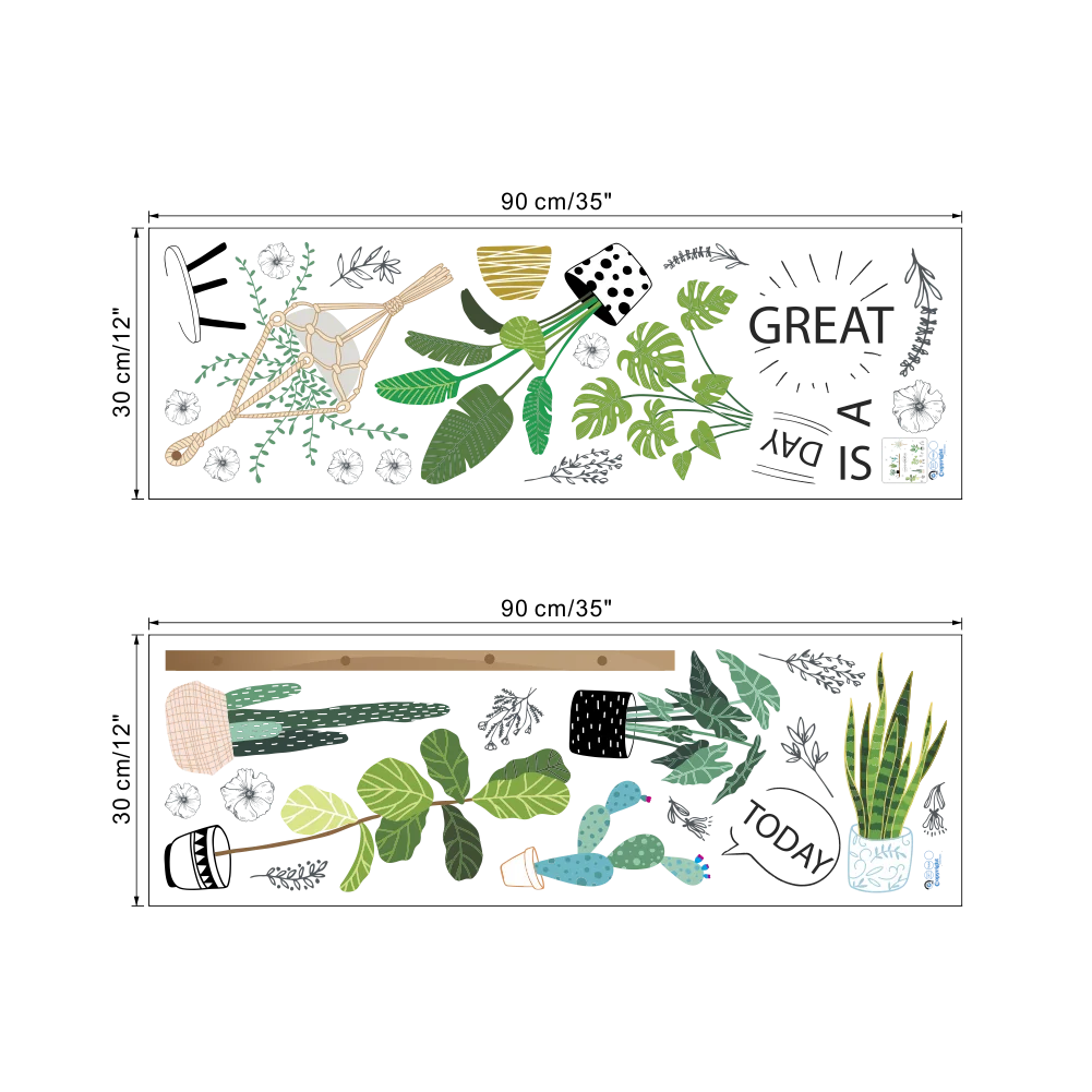 Тропические джунгли зеленые листья настенные Стикеры украшения для гостиной