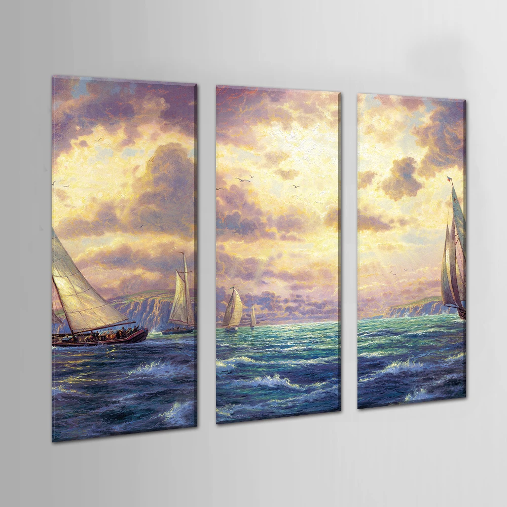 3 Панели абстрактный морской пейзаж печать безрамный холст искусство картина