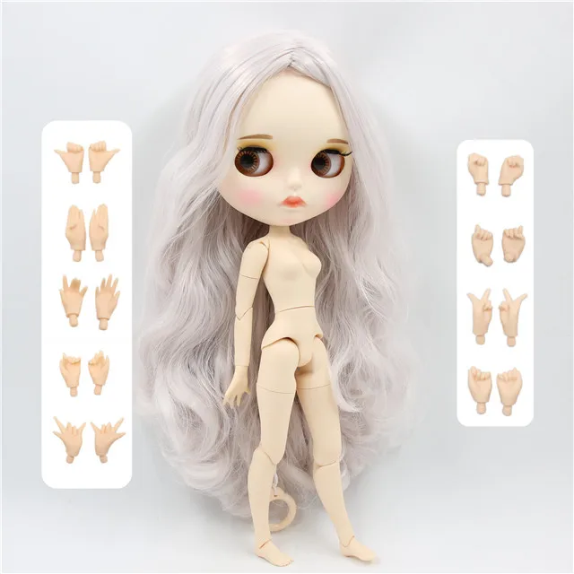 Ледяная фабрика blyth кукла BL1003/1327 серый микс розовые волосы, новое матовое лицо с бровями Карвен губы, белая кожа суставное тело 30 см 1/6 - Цвет: doll with hands AB