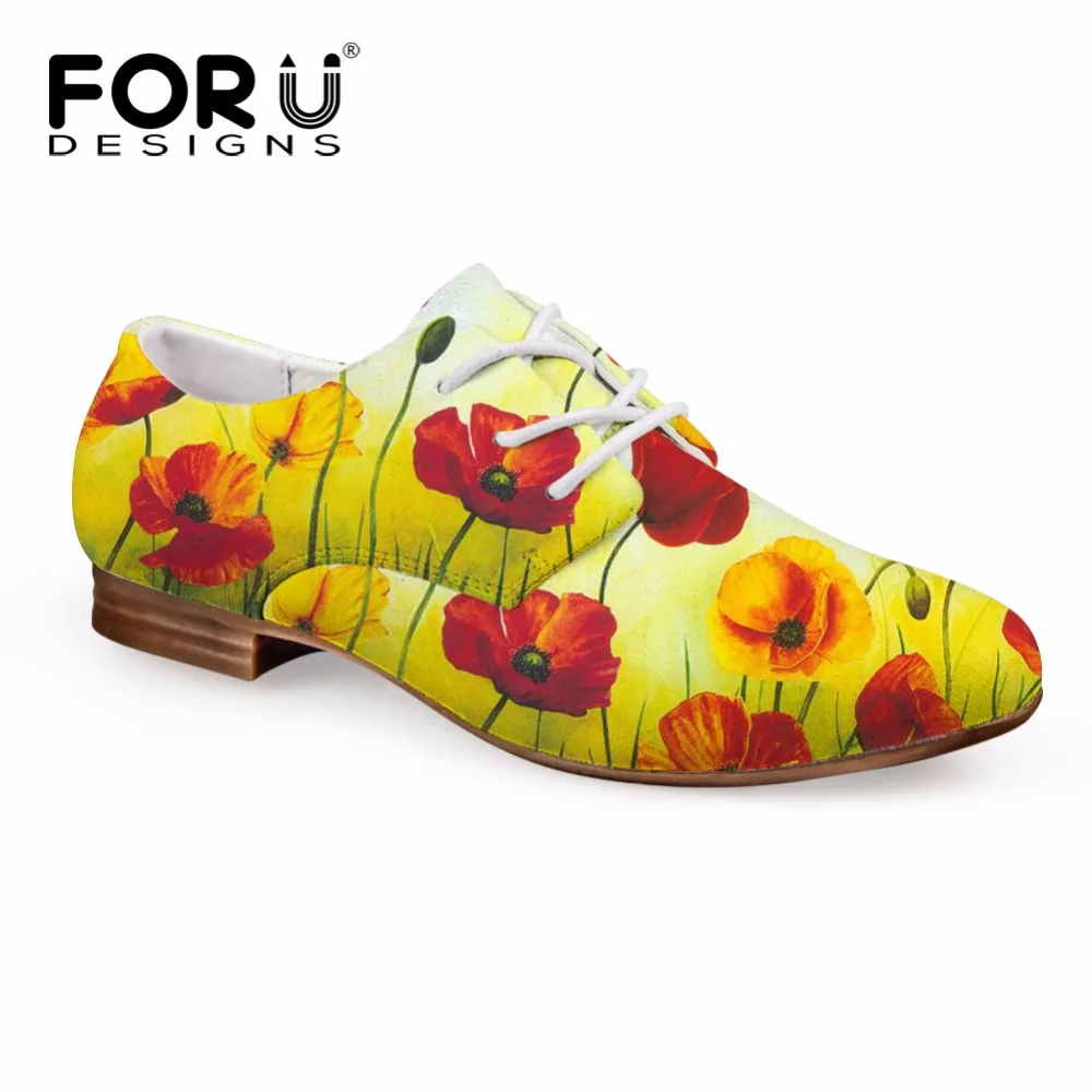 FORUDESIGNS/модные весенние женские туфли оксфорды с цветочным рисунком Кожаные