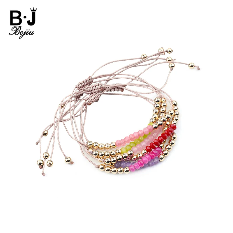 

BOJIU Регулируемый богемный изящный веревочный браслет для женщин и девушек модный плетеный нитью Кристальный золотой браслет из акрилового ...