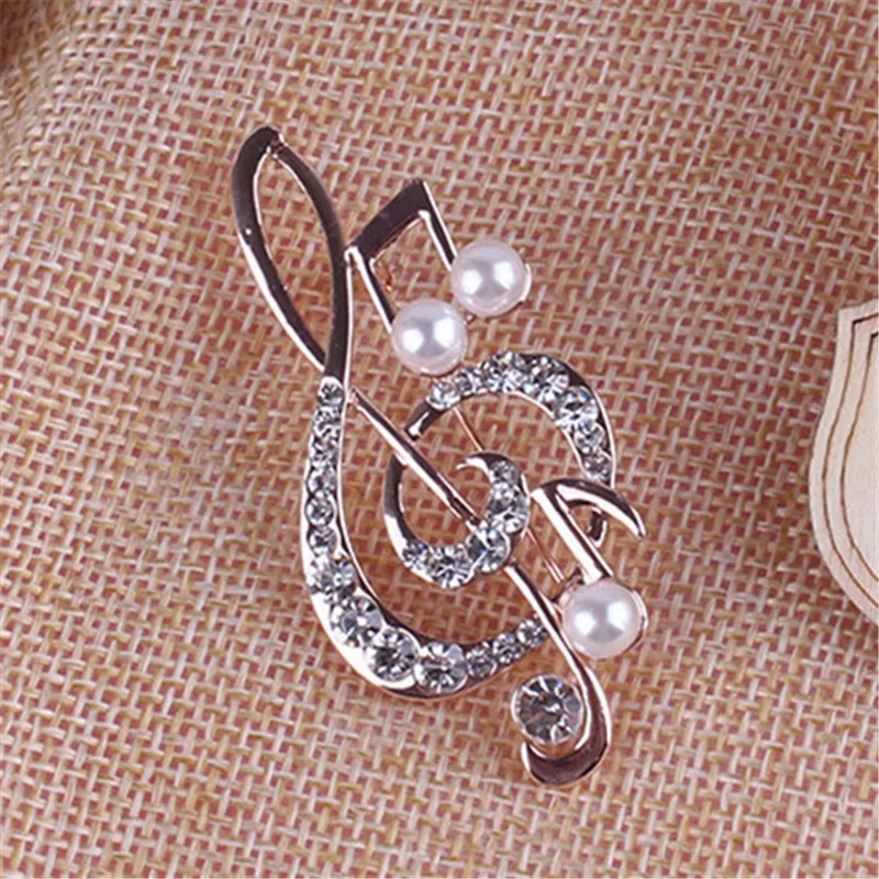 

Elegant Music Note Brooch For Women Girl Dress Accessories Crystal Brooch Rhinestone Pins Party Concert Gift Jewelry 5.6cm*3cm