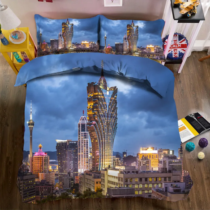 2017 City 3D printing Bedding Sets Super king size duvet cover bedlinens Bedclothes | Дом и сад