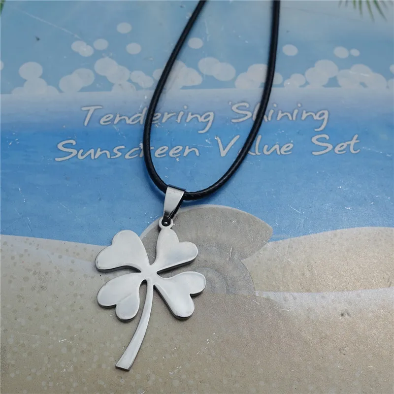 Подвеска в виде четырехлистного клевера из нержавеющей стали ожерелье травы