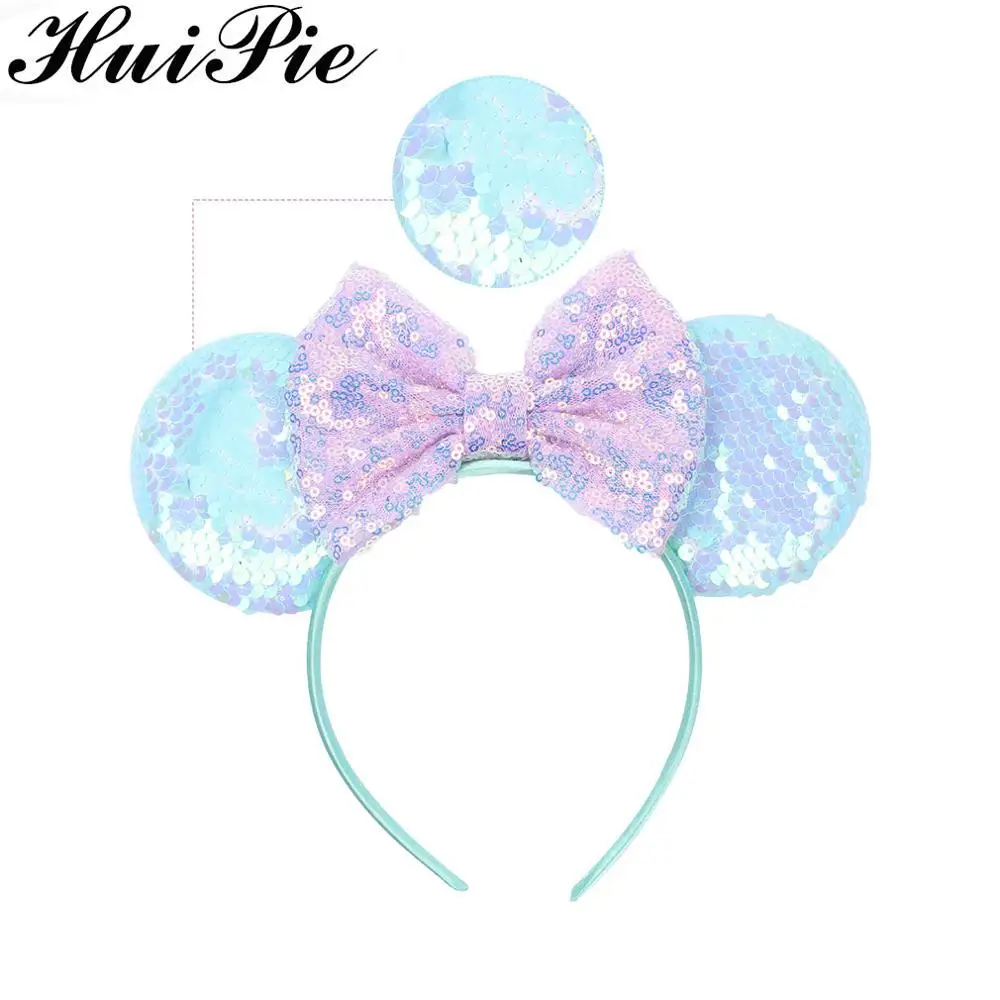 Shiny Sequins Hair Bow Mermaid Rainbow Women/Girl 3.3&quot Flip 2020 Ears Headband Hairband For Girl Accessories | Аксессуары для