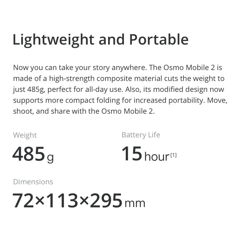 DJI Osmo Mobile 2 стабилизатор 3-осевой портативный монопод с шарнирным замком для смартфона GoPro(гладкая Activetrack следовать/Motionlaps/зум Управление