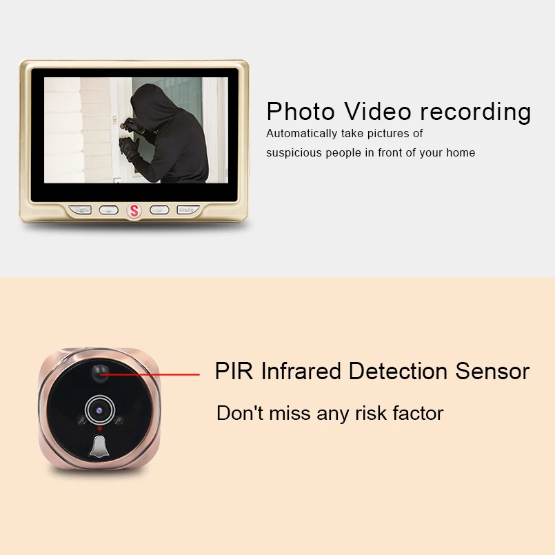 4 3 &quotЖК-дисплей цветной экран видео-глаз двери просмотра ИК ночного видения