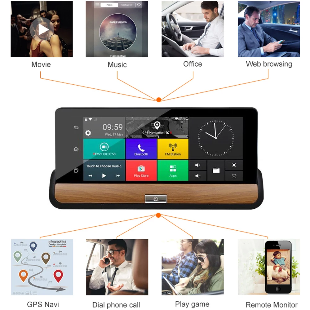 Bluavido 7 дюймов 4G ADAS Android Автомобильная приборная панель DVR GPS навигация FHD 1080P двойной объектив камера G сенсор Автомобильный видеорегистратор