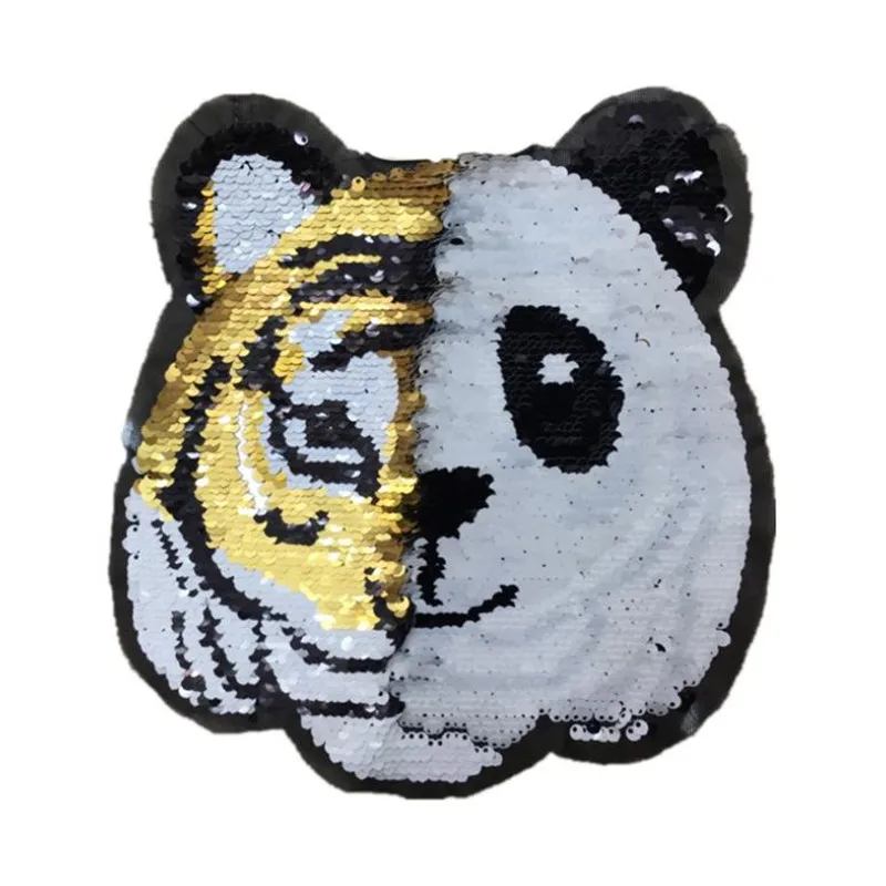 Патч deal with it одежда футболка Женская Diy AB Тигр Панда Реверсивные меняющие цвет