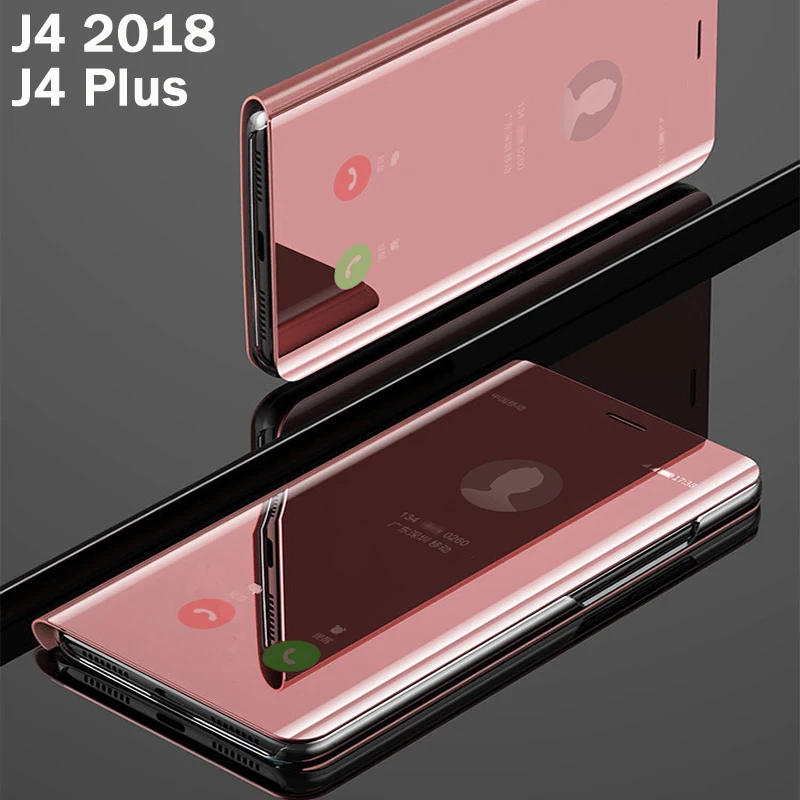 YonLinTan флип умный зеркальный чехол для телефона samsung galaxy J4 Plus 2018 J4plus j 4 Кожаный