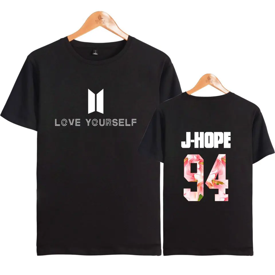 Harajuku БЦ Лето любить себя футболка Для женщин хлопок Bangtan альбом Camisa masculina Фитнес