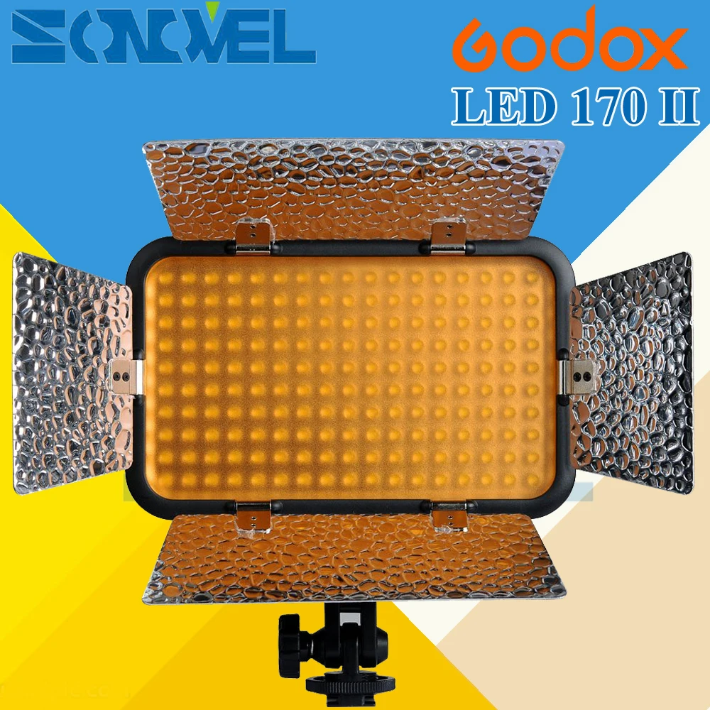 

Godox LED170 II Video Light 170 LED Lamp Lighting with Barn Door 5500-6500K Stepless Brightness for Camera DV Canon Nikon