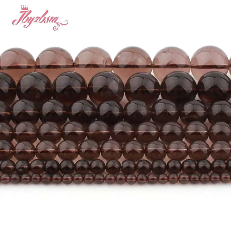 

4,6,8,10,12mm Smooth Round Smoky Quartzs Crystal Natural Stone Beads For Necklace Bracelats Jewelry Making 15"Free Shipping DIY