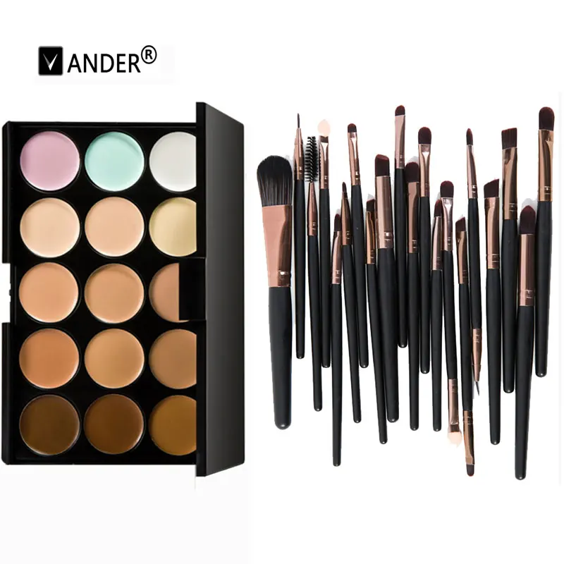 Makeup set Maquiagem 20 штук глаз Макияж Расчёски для волос+ 1 шт. 15 Цвет Корректоры для лица Основа для макияжа лица крем Макияж комплект Красота Инструменты - Цвет: Makeup set