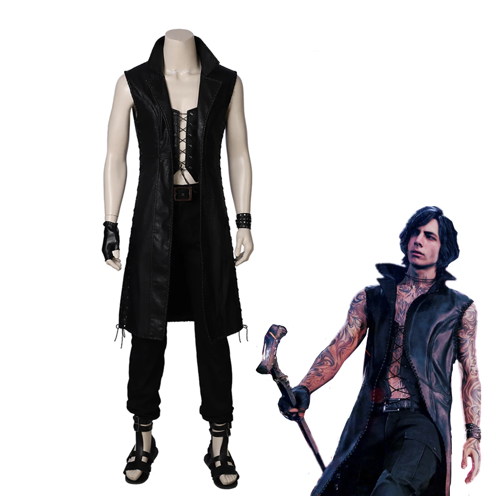 Новый Хэллоуин DMC игра костюм для косплея дьявол длинные кожаные куртки сапоги на