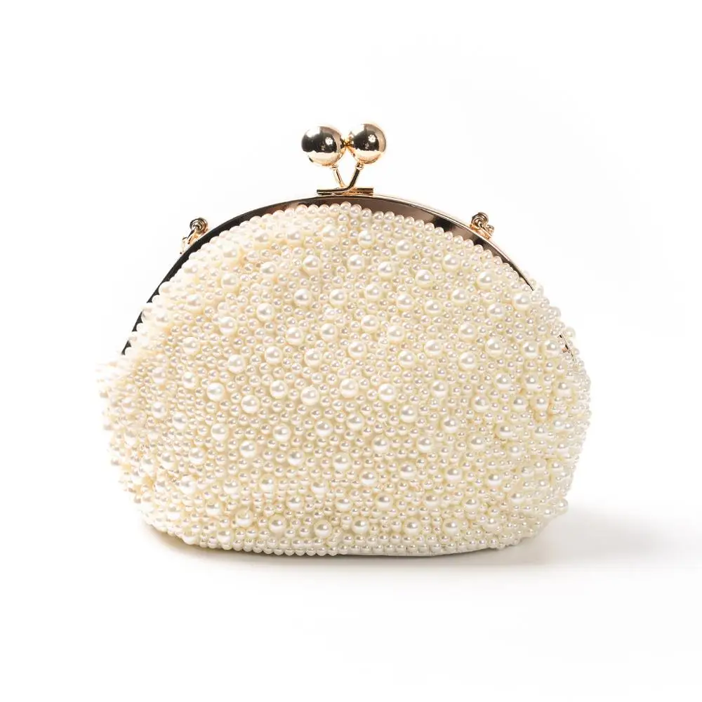 Белая сумка через плечо с бусинами принцессы ручная работа клатч женский кошелек