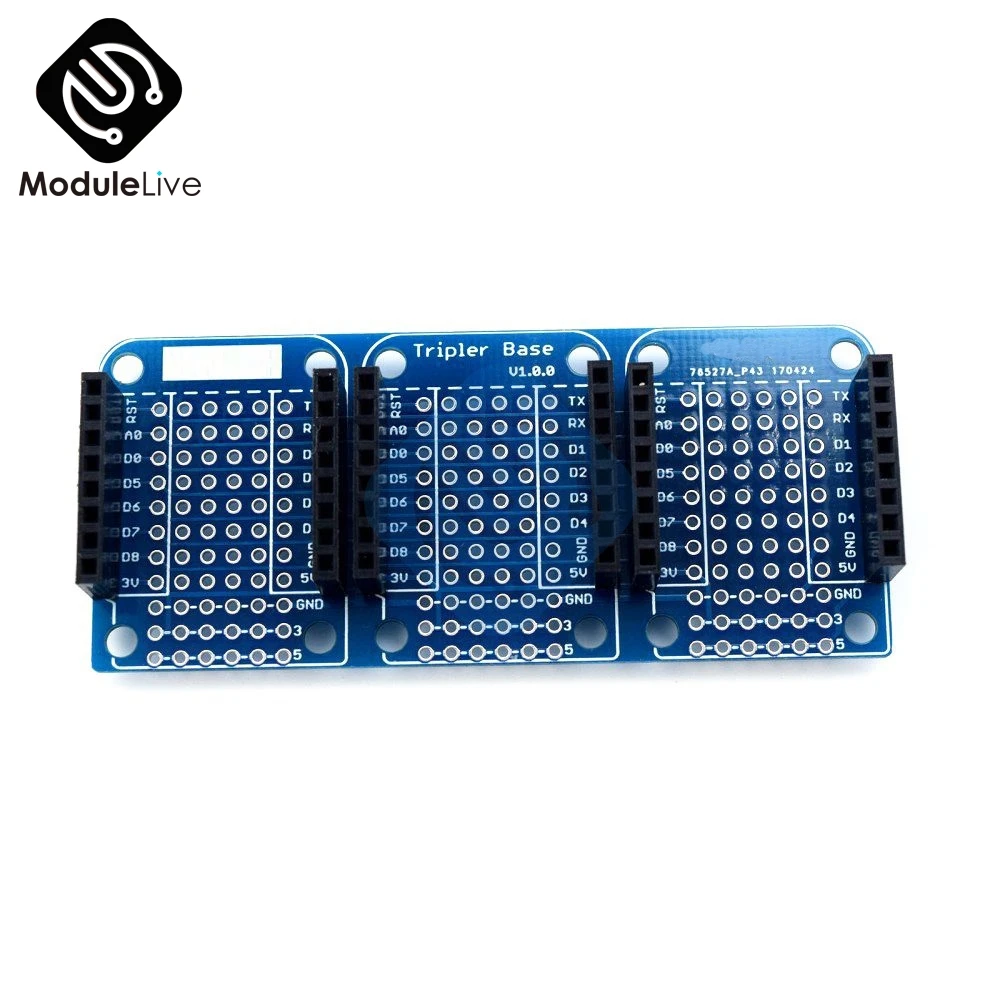 Для Wemos D1 Mini Triple Socket Triplet Basic Shield совместимая с ESP8266 макетная Базовая плата модуль