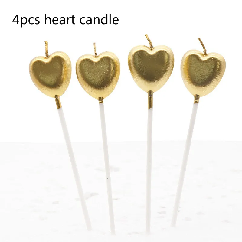 Gold heart Gold/Sliver Love Letter candles Romantic wedding cake decoration star heart candle birthday party DIY curve paraffin candle - Цвет: Gold heart