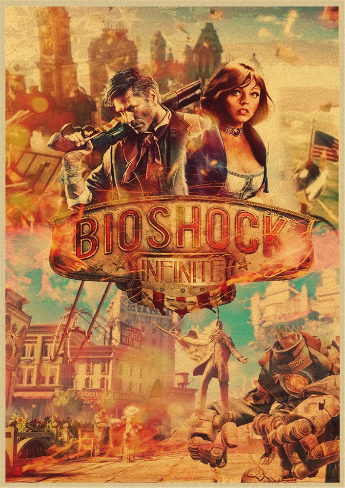 BioShock Retro poster Home Furnishing decoration Kraft Game Poster Drawing Painting Wall stickers