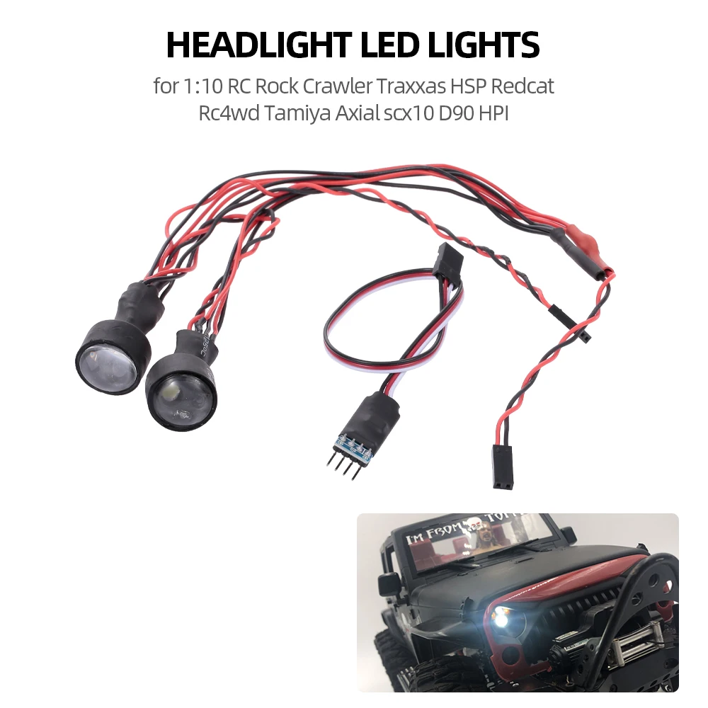 Светодиодные фары для 1:10 RC Rock Crawler Traxxas HSP Redcat Rc4wd Tamiya Axial scx10 D90 HPI запчасти|Детали и