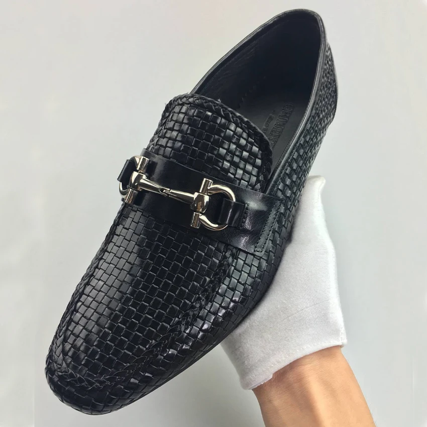 GRIMENTIN/брендовая модная мужская официальная обувь с плетеным плетением дышащая