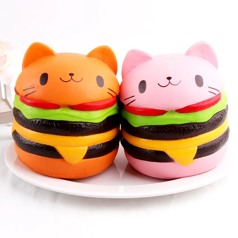 SquishMeez Высокое качество Мягкий медленно поднимающийся милый Jumbo Kawaii гамбургер Гамбург Кот Kat стресс Непоседа мягкие игрушки с ароматом