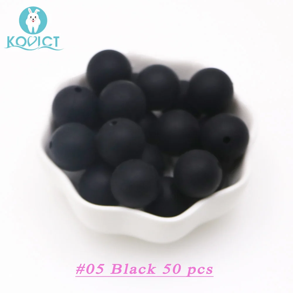 NO.05 Black Kovict 50 шт. опционально 15 мм Силиконовые Круглые бусины грызунов Diy для ожерелья Жевательная соска цепочка бусы-клипсы мягкая текстура силикон - Цвет: NO.05 Black