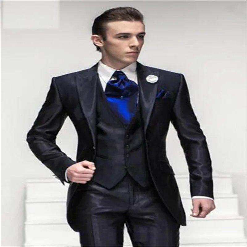 Бесплатная доставка/черный пиковый смокинг жениха с отворотом для мужской