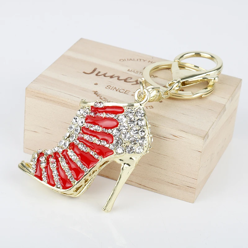dongsheng 2018 Creative High Heel Shoes Keychains Rhinestone Keyring Women Handbag Key Holder | Украшения и аксессуары