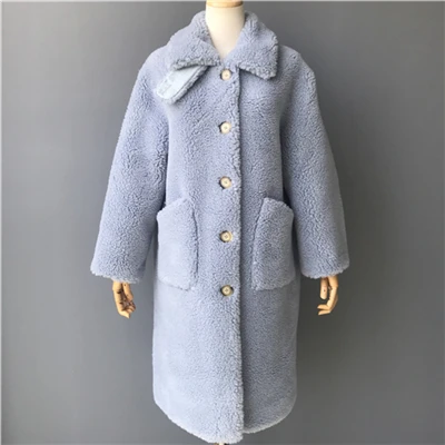 Blue Adult Long MAOMAOFUR шерстяное пальто зимняя новая модная длинная одежда женское теплое меховое пальто без рукавов Женская качественная куртка из овечьего меха - Цвет: Blue Adult Long