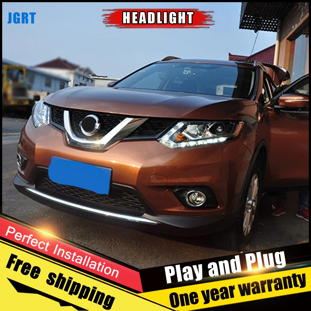 

2PCS Car Style LED headlights for Nissan X-Trail 14-16 for X-Trail head lamp LED DRL Lens Double Beam H7 HID Xenon bi xenon lens