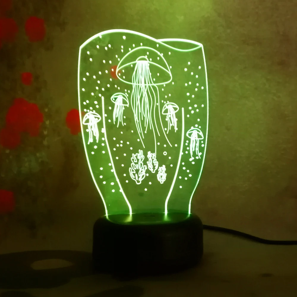 Luminaria Красочные Медузы 3D видения ночник настольная лампа 7 цветов Изменение xmas