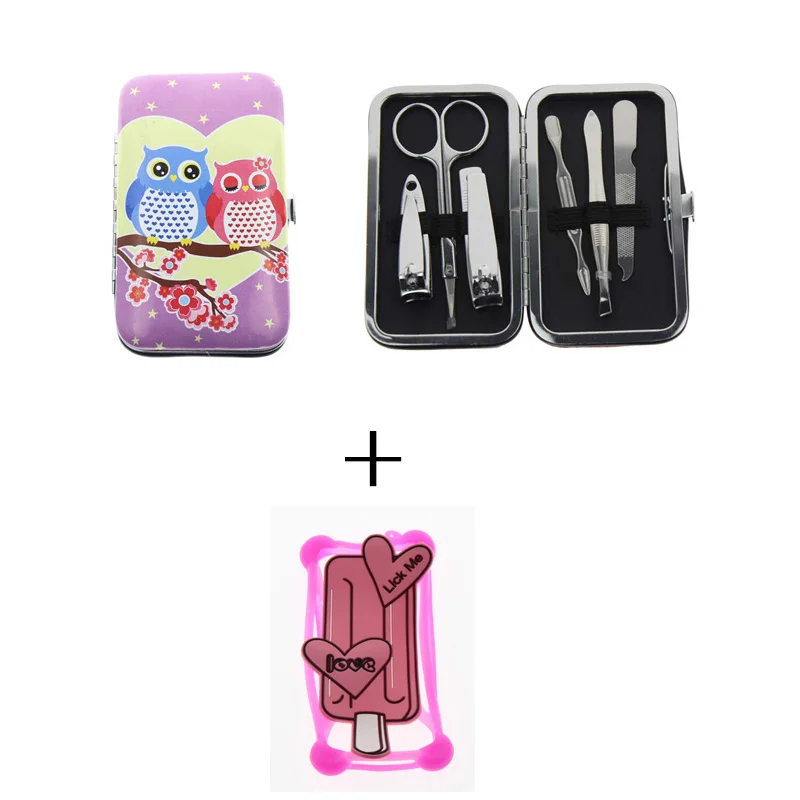 

6Pcs/Set Manicure Pedicure Set Nail Care Kit Tool And Silicone Phone Mobile Case Cover For Women Girl Valentine Sweetheart Gift